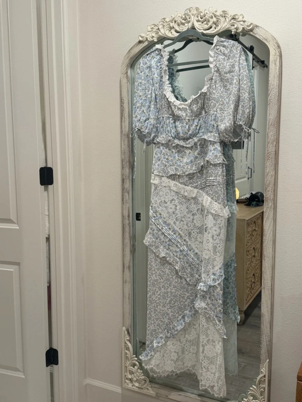 For Love & Lemons Light Blue and White Floral Lace Maxi Dress - Picture 5 of 5